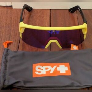 Spy Monolith 50/50 Semi-Rimless Sport Shield Sunglasses w/ Happy Lens -Yellow